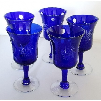 Blauw Boheemse glazen (5 stuks)